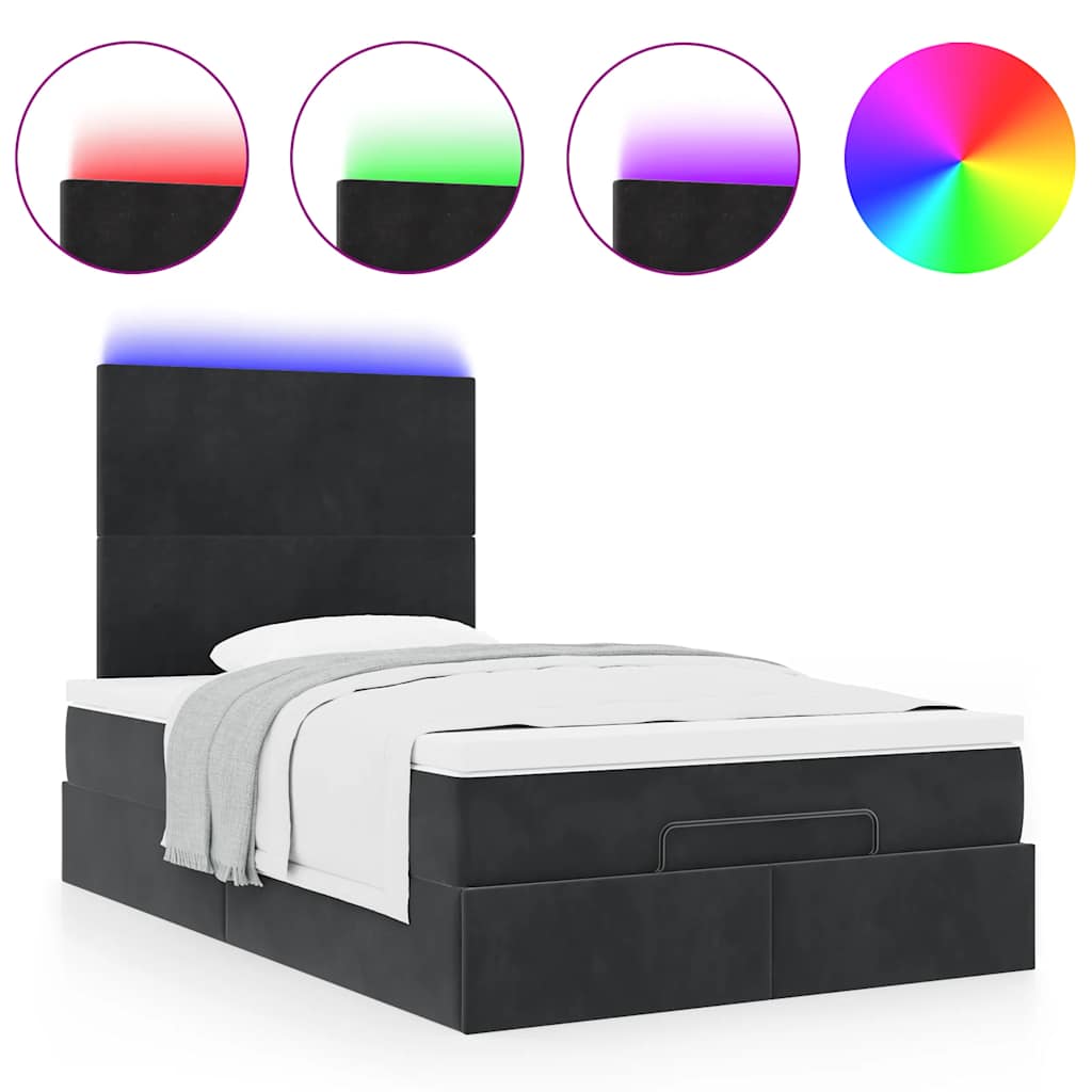 Ottoman bed met matrassen en LED's 120x190cm fluweel zwart