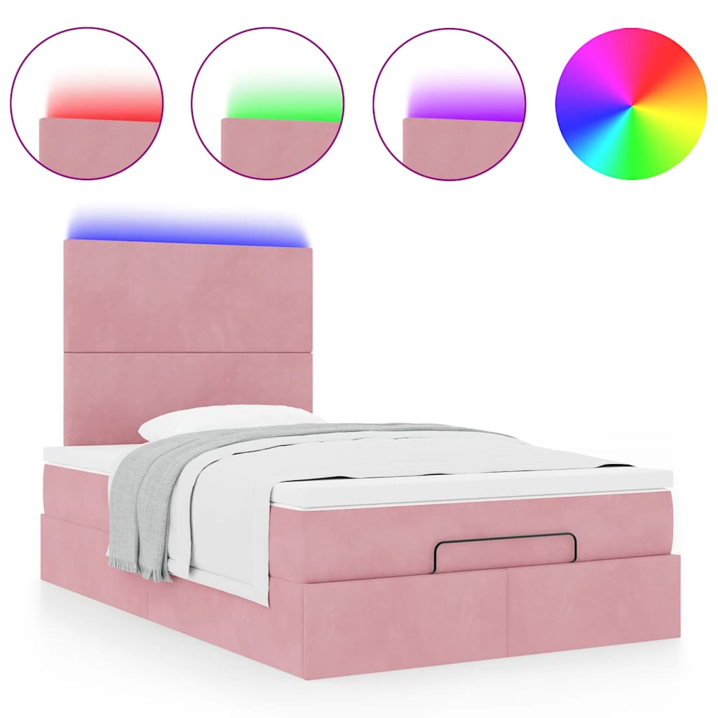 Ottoman bed met matrassen en LED's 120x190cm fluweel roze