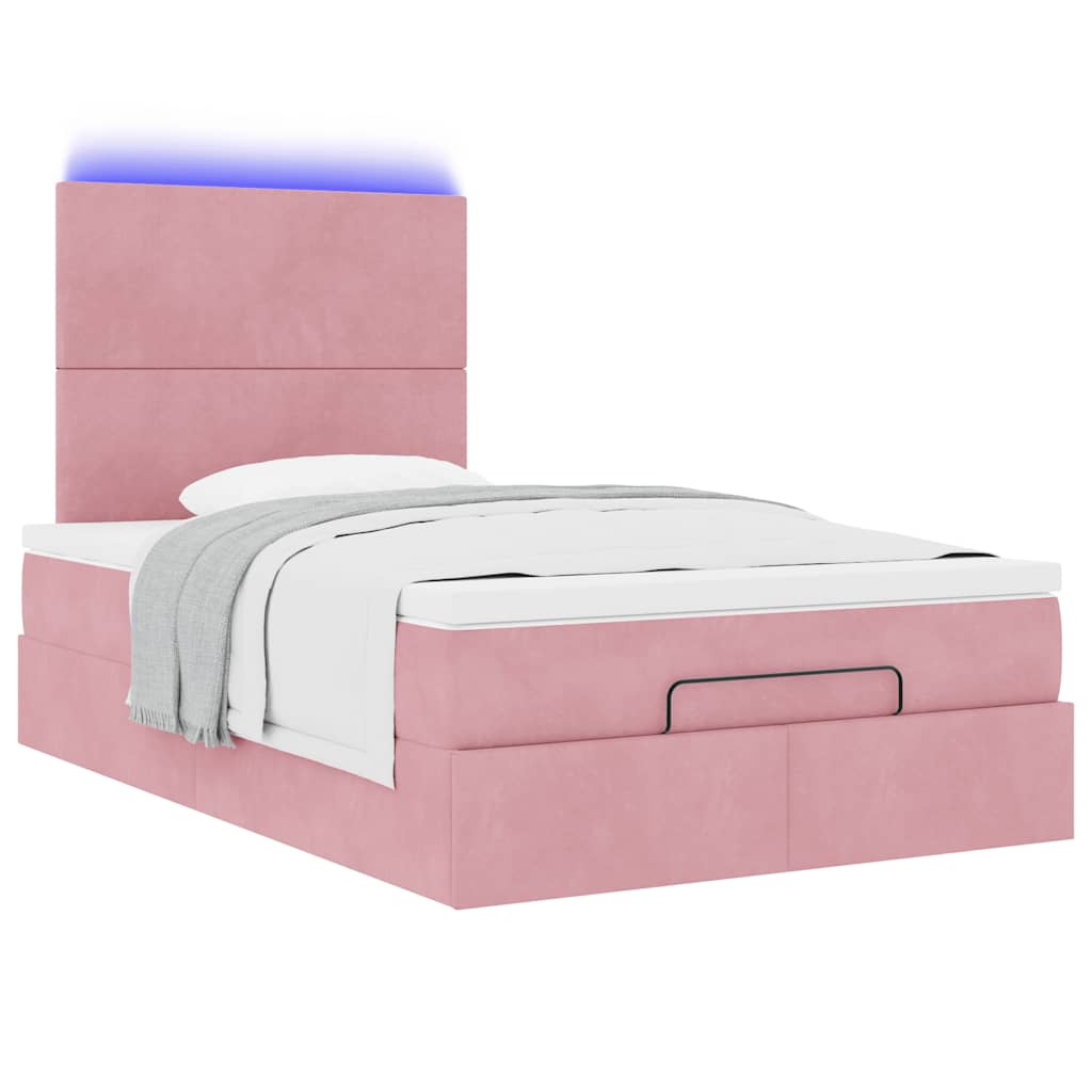 Ottoman bed met matrassen en LED's 120x190cm fluweel roze