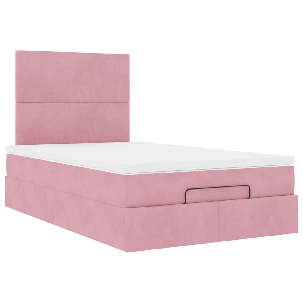 Ottoman bed met matrassen en LED's 120x190cm fluweel roze