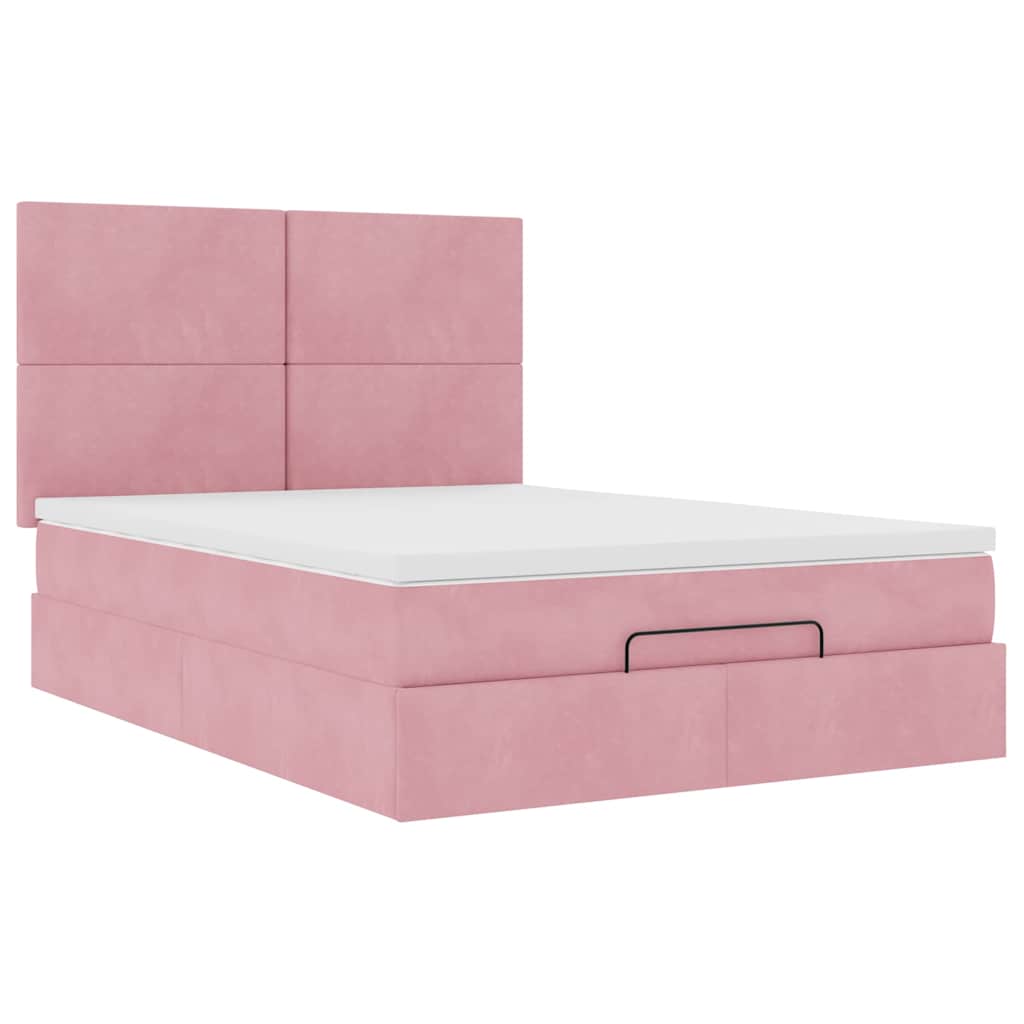 Ottoman bed met matrassen en LED's 140x200cm fluweel roze