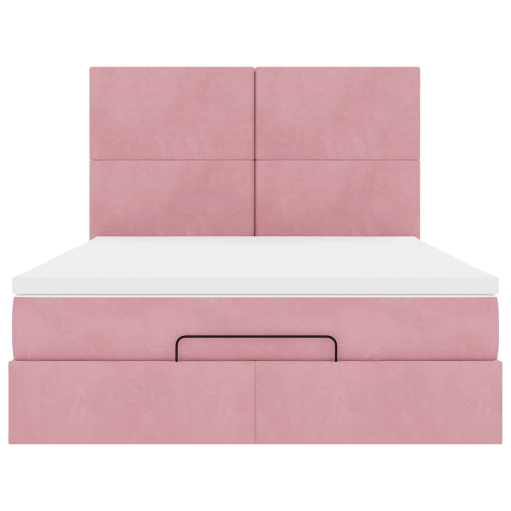 Ottoman bed met matrassen en LED's 140x200cm fluweel roze