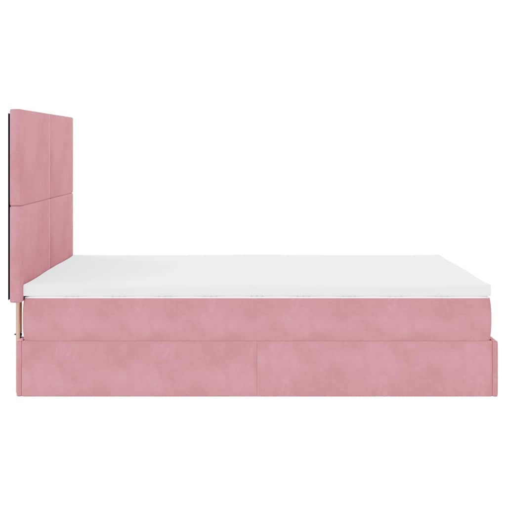 Ottoman bed met matrassen en LED's 140x200cm fluweel roze