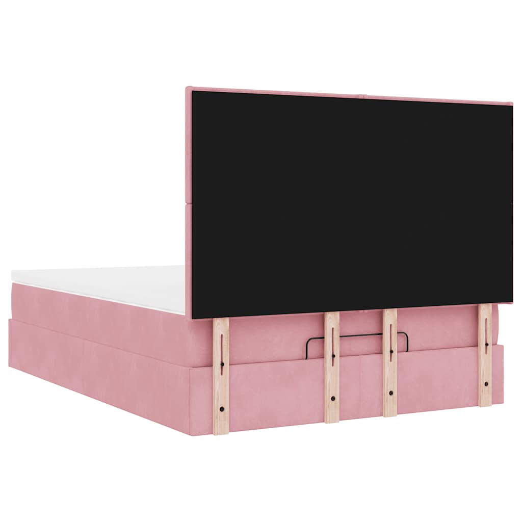 Ottoman bed met matrassen en LED's 140x200cm fluweel roze