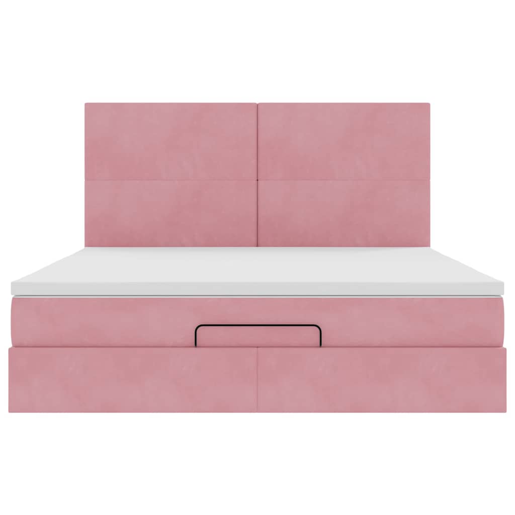 Ottoman bed met matrassen en LED's 160x200cm fluweel roze