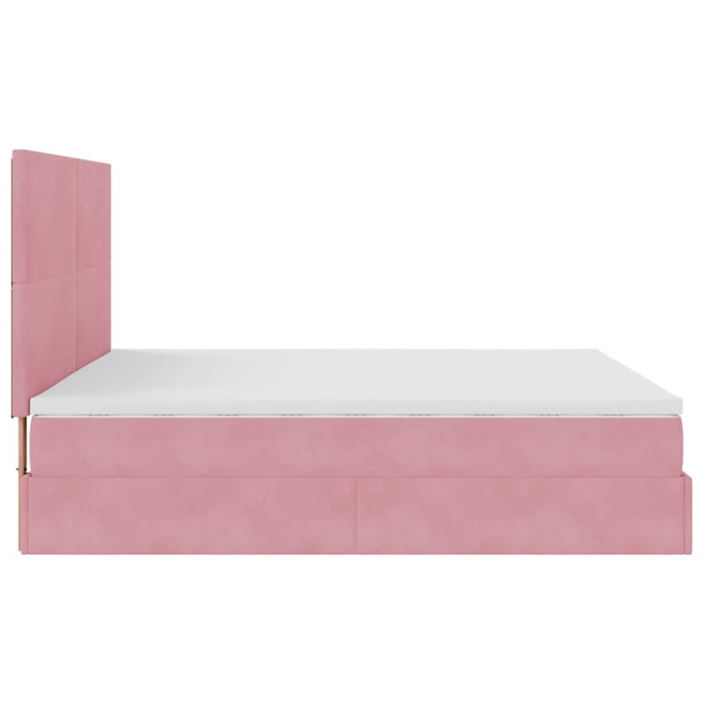 Ottoman bed met matrassen en LED's 160x200cm fluweel roze