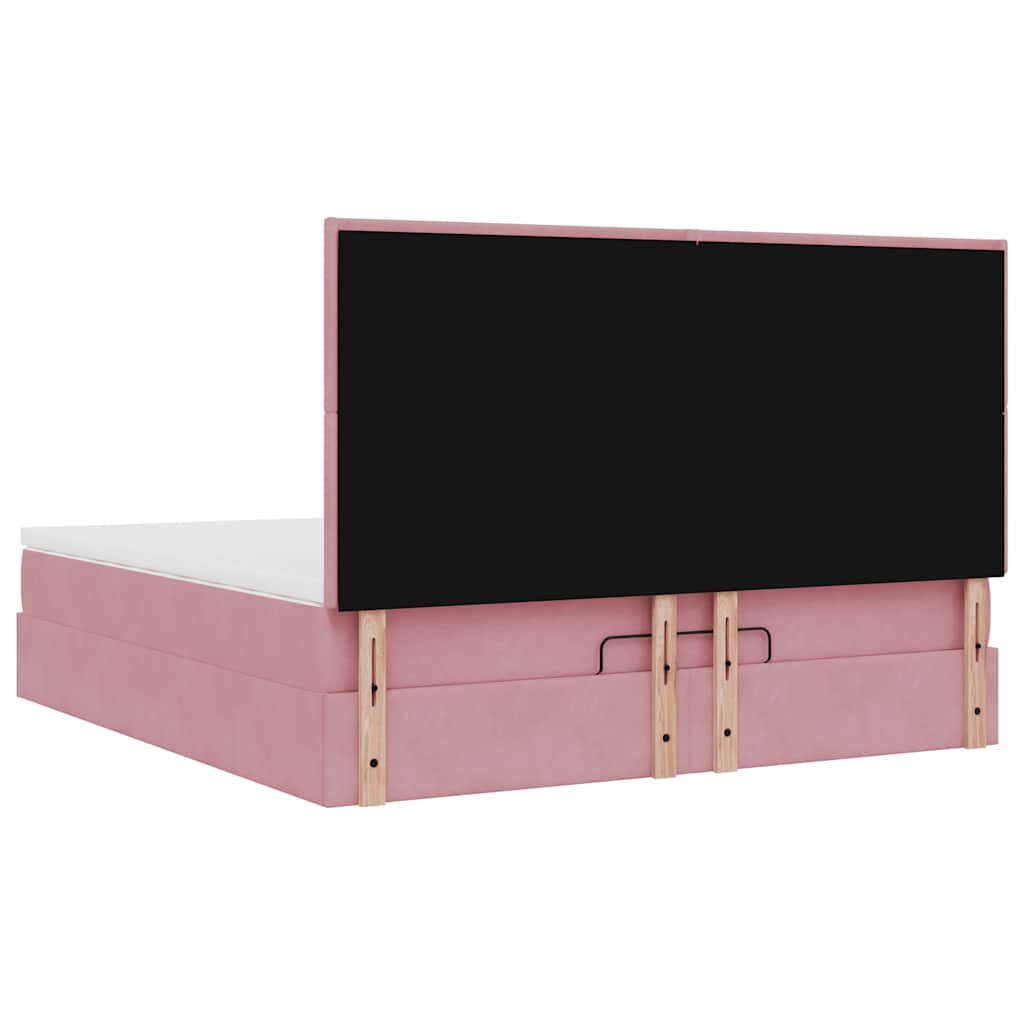 Ottoman bed met matrassen en LED's 160x200cm fluweel roze