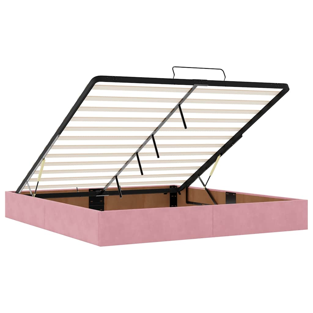 Ottoman bed met matrassen en LED's 160x200cm fluweel roze