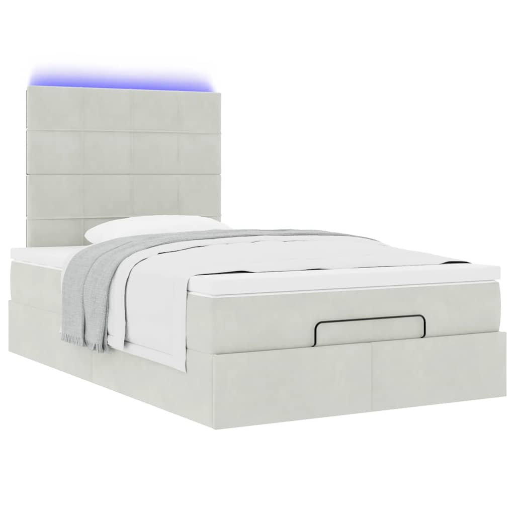 Ottoman bed met matrassen en LED's 120x190cm fluweel lichtgrijs