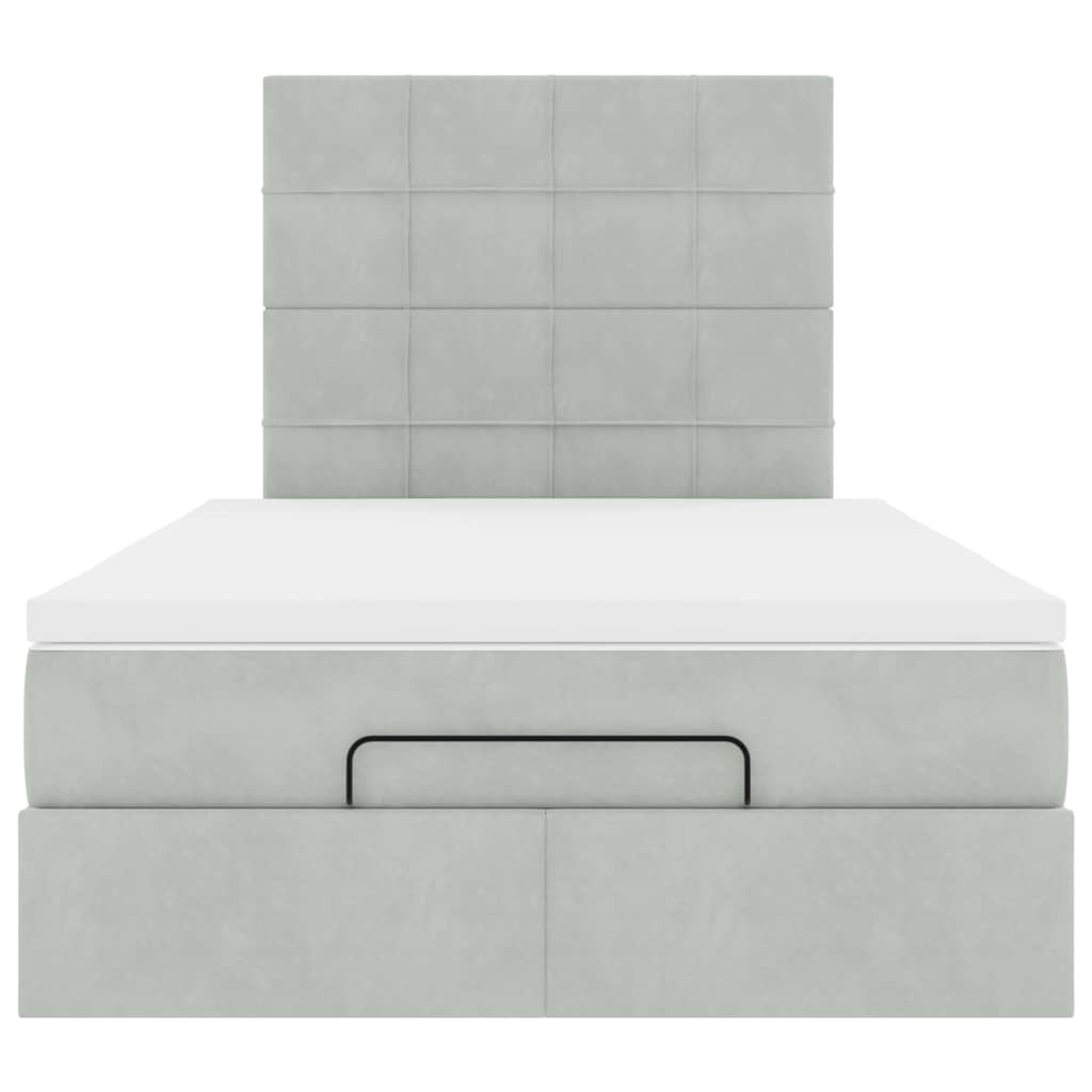 Ottoman bed met matrassen en LED's 120x190cm fluweel lichtgrijs