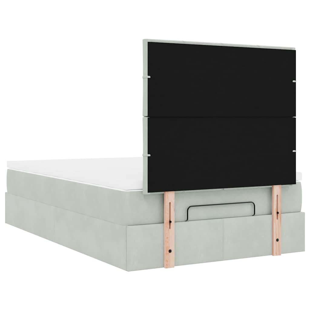 Ottoman bed met matrassen en LED's 120x190cm fluweel lichtgrijs