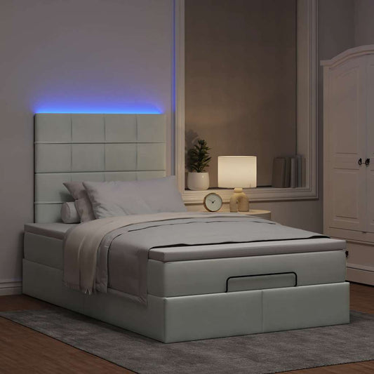 Ottoman bed met matrassen en LED's 120x190cm fluweel lichtgrijs