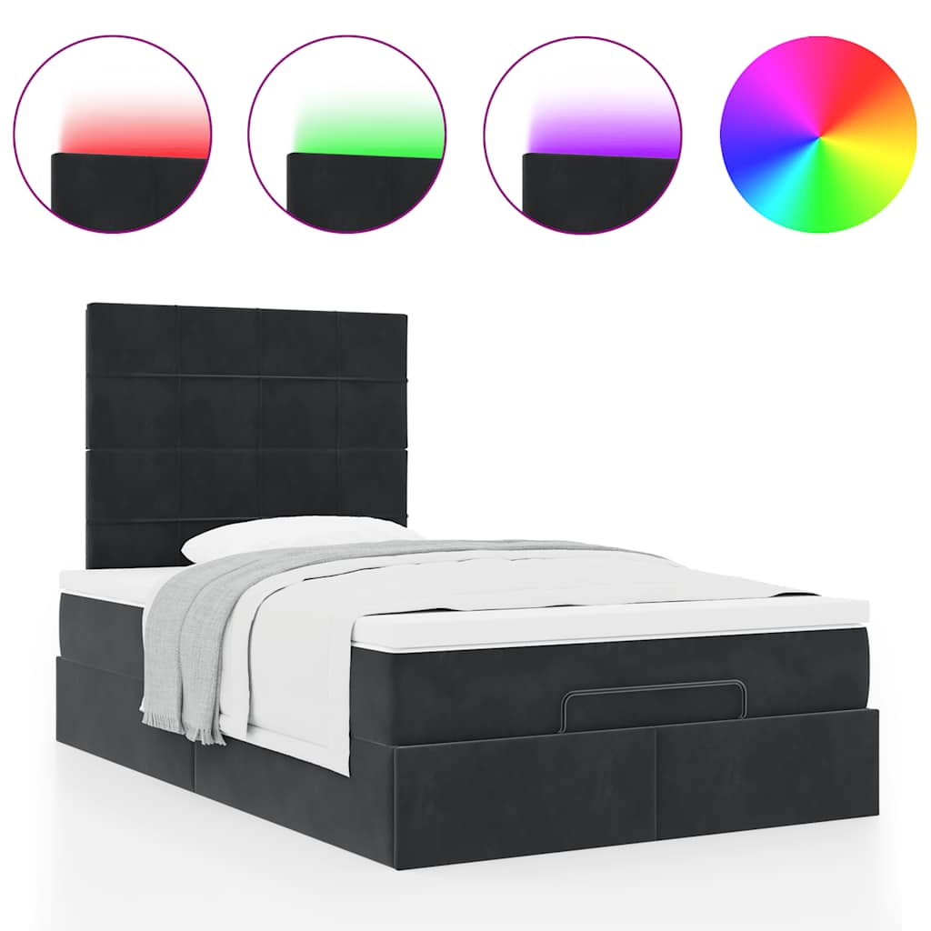 Ottoman bed met matrassen en LED's 120x190cm fluweel zwart