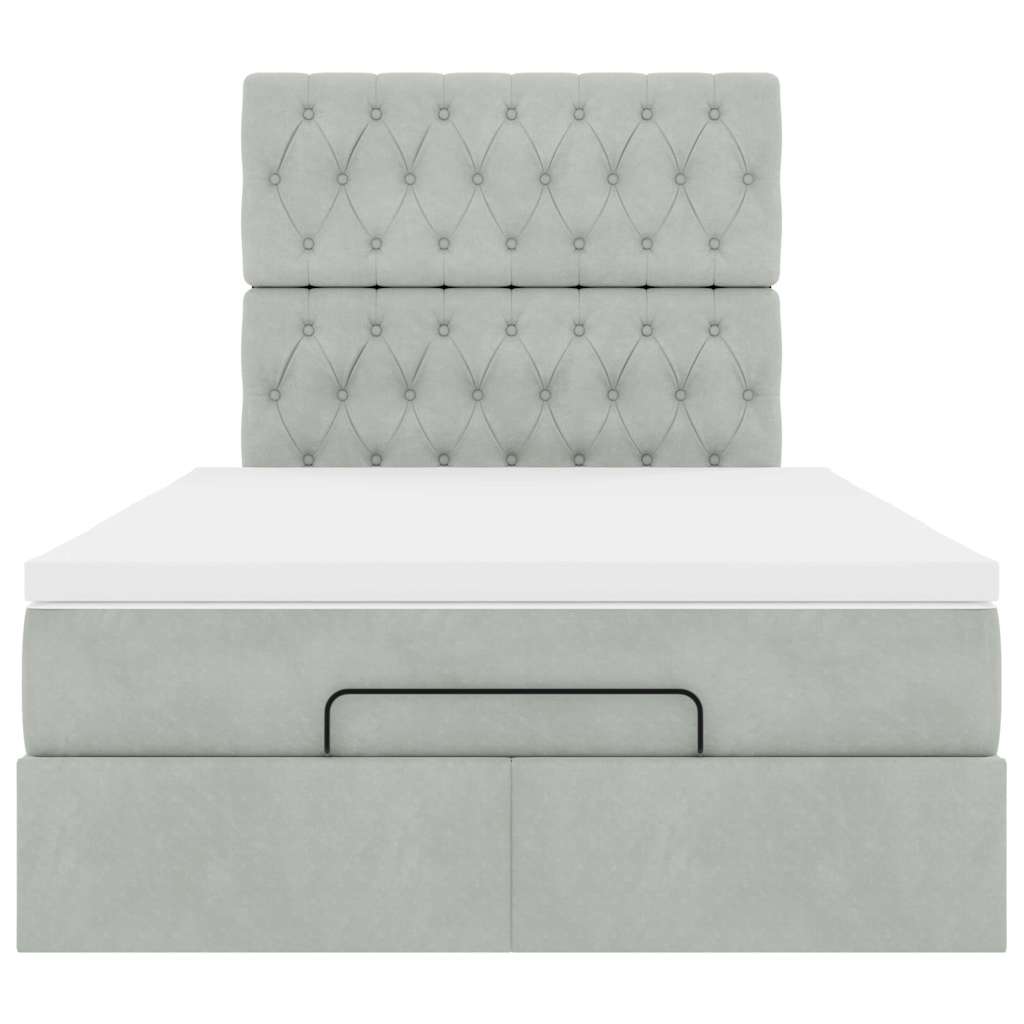 Ottoman bed met matrassen en LED's 120x190cm fluweel lichtgrijs