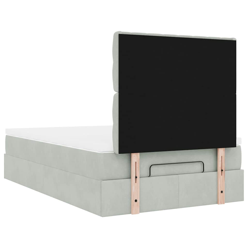 Ottoman bed met matrassen en LED's 120x190cm fluweel lichtgrijs