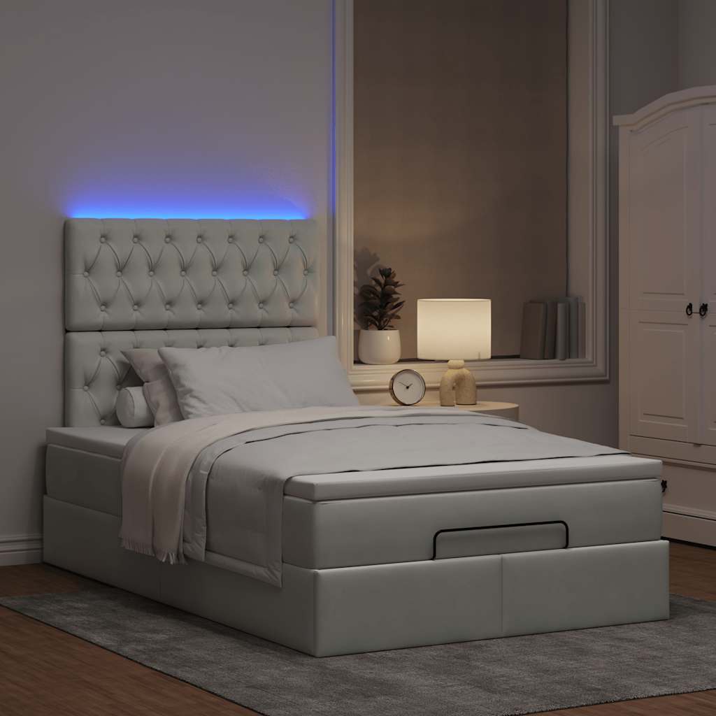 Ottoman bed met matrassen en LED's 120x190cm fluweel lichtgrijs