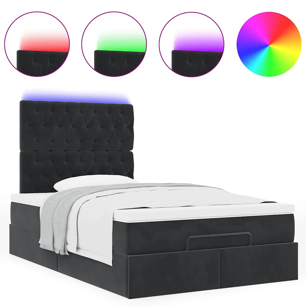 Ottoman bed met matrassen en LED's 120x190cm fluweel zwart