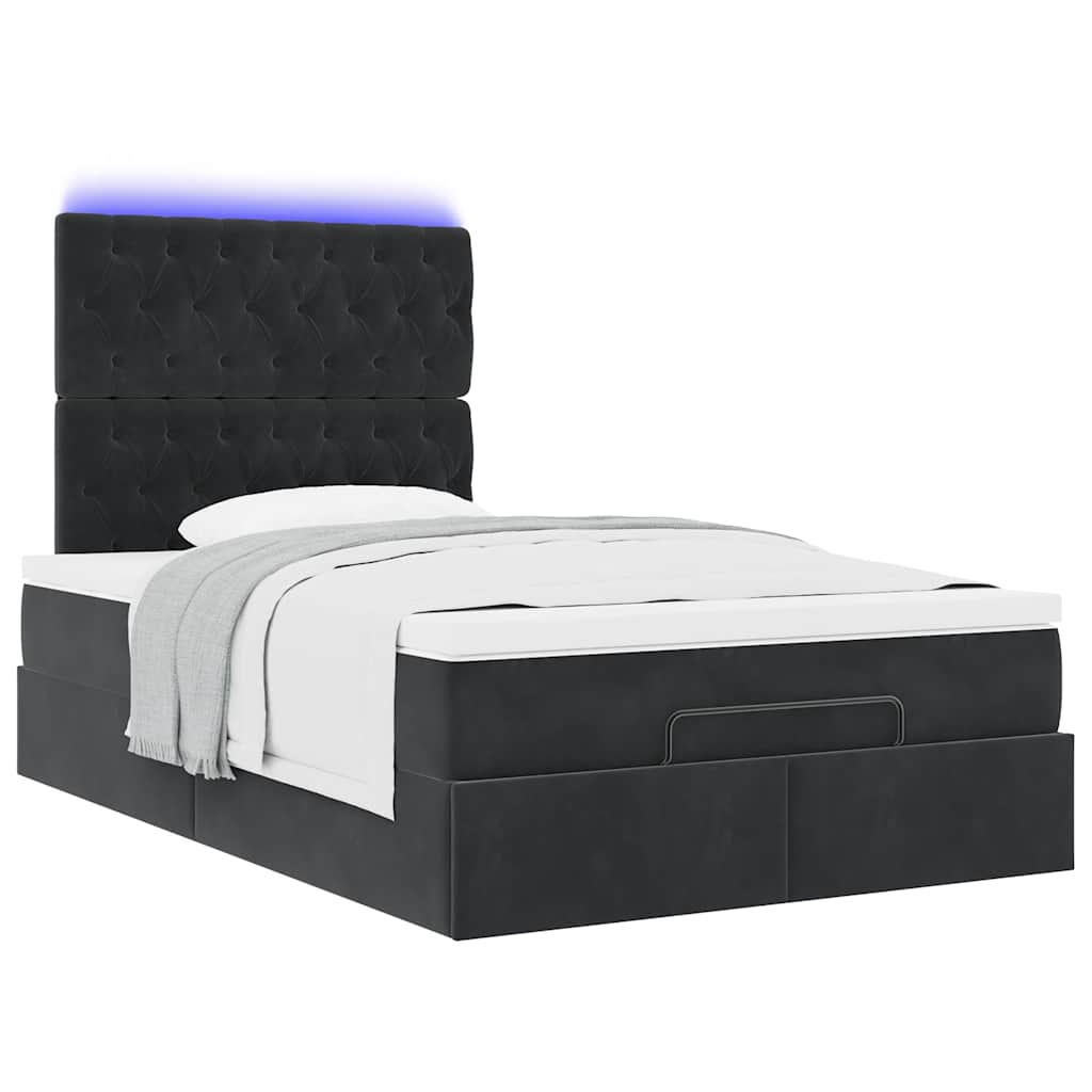 Ottoman bed met matrassen en LED's 120x190cm fluweel zwart