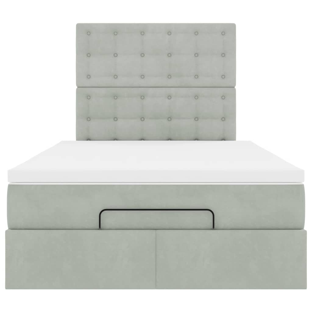 Ottoman bed met matrassen en LED's 120x190cm fluweel lichtgrijs