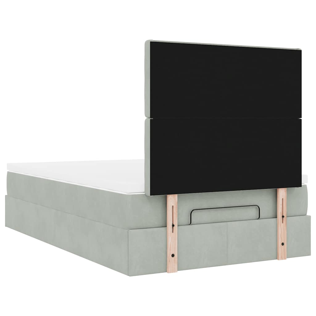 Ottoman bed met matrassen en LED's 120x190cm fluweel lichtgrijs