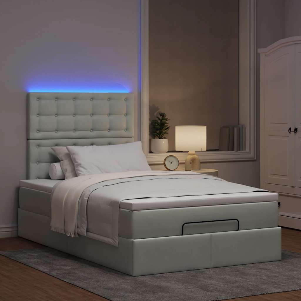 Ottoman bed met matrassen en LED's 120x190cm fluweel lichtgrijs