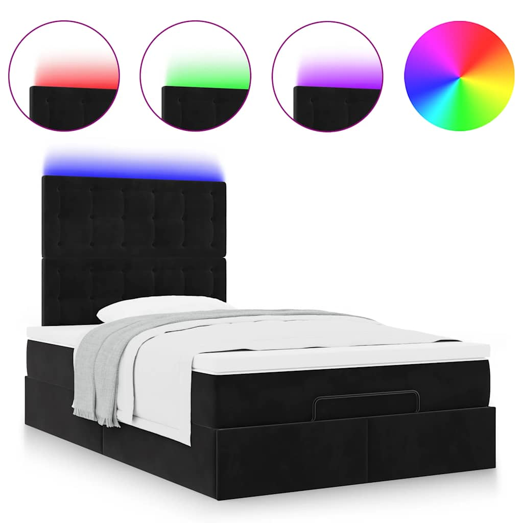 Ottoman bed met matrassen en LED's 120x190cm fluweel zwart