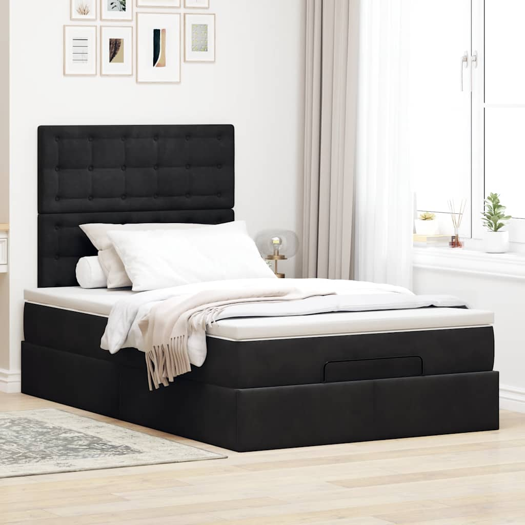 Ottoman bed met matrassen en LED's 120x190cm fluweel zwart