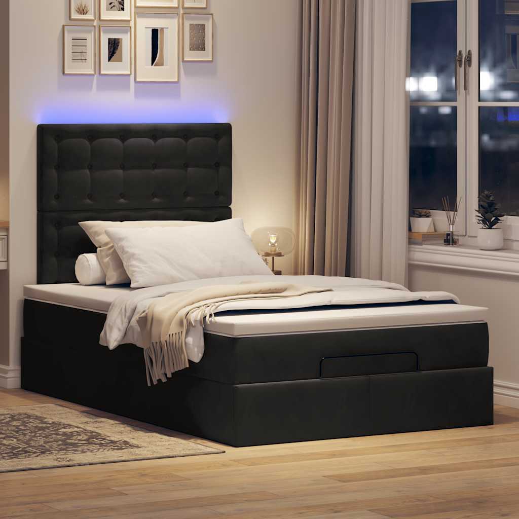 Ottoman bed met matrassen en LED's 120x190cm fluweel zwart