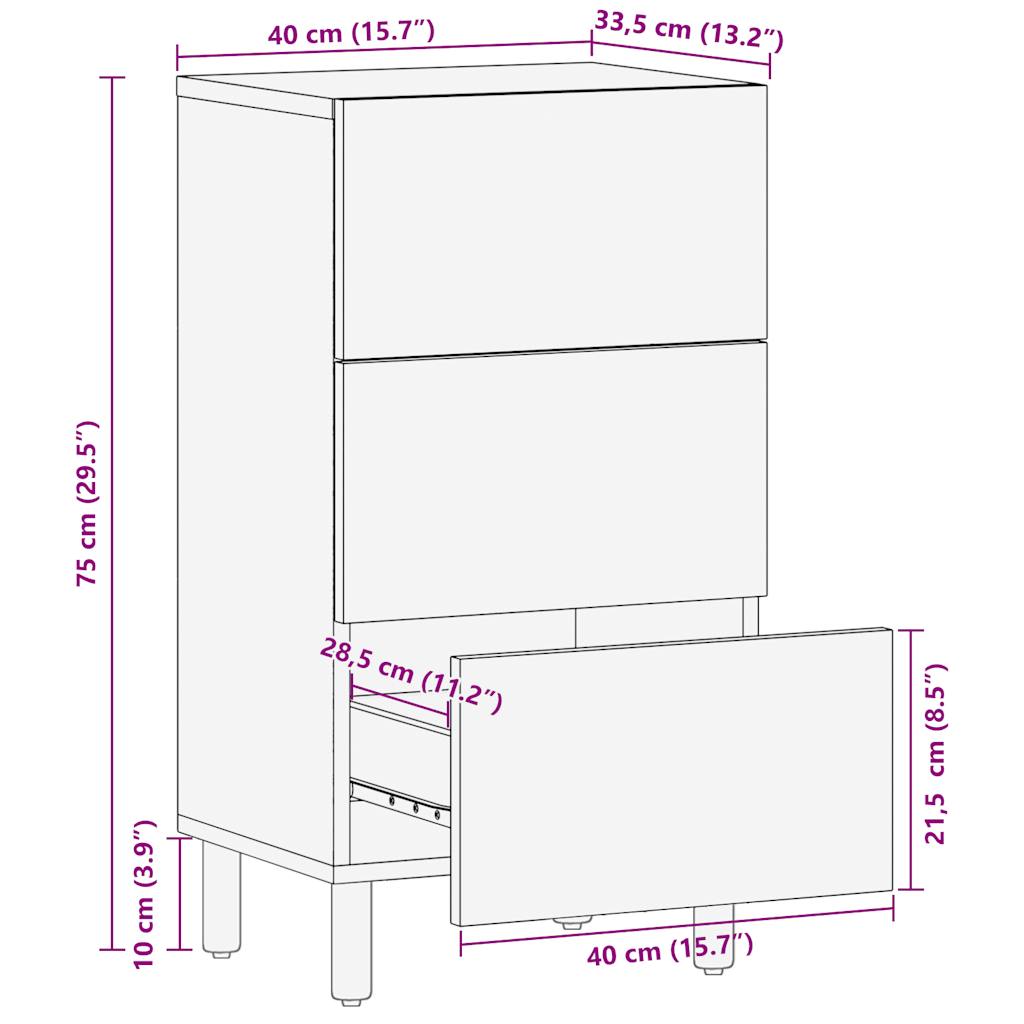 Dressoir 40x33,5x75 cm massief ruw mangohout