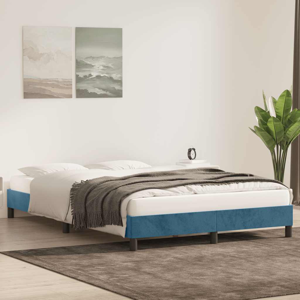 Bedframe zonder matras 140x210 cm fluweel donkerblauw