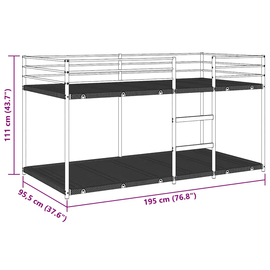 Stapelbed zonder matras 90x190 cm staal wit