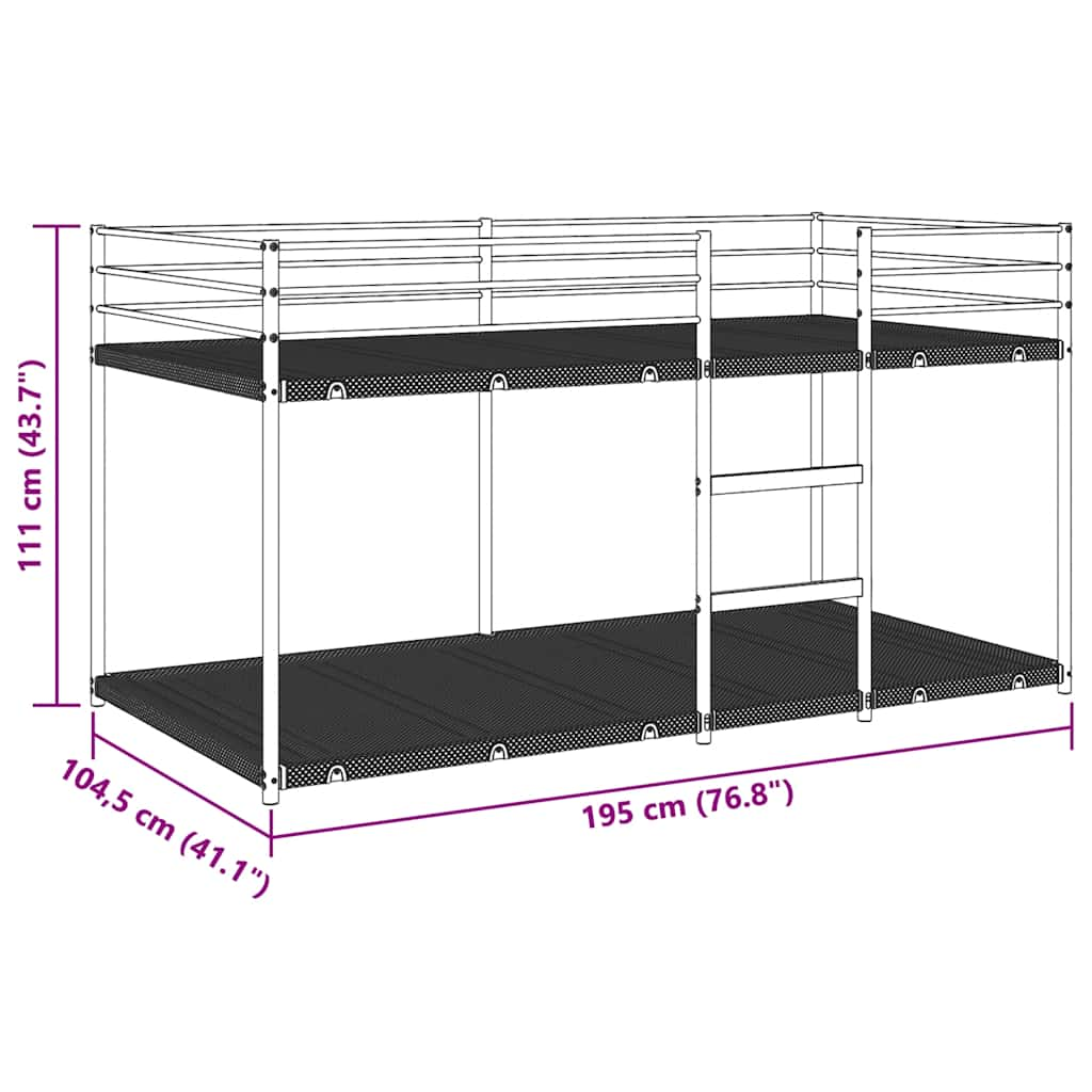 Stapelbed zonder matras 100x190 cm staal wit