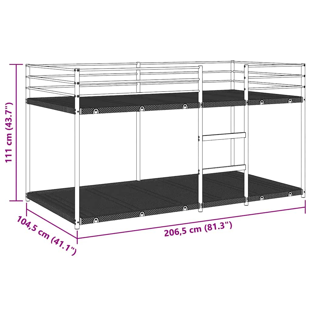 Stapelbed zonder matras 100x200 cm staal wit