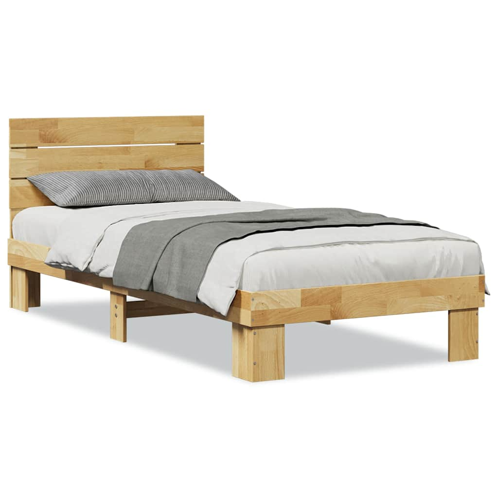 Bedframe hoofdeinde zonder matras 90x200 cm massief hout eiken