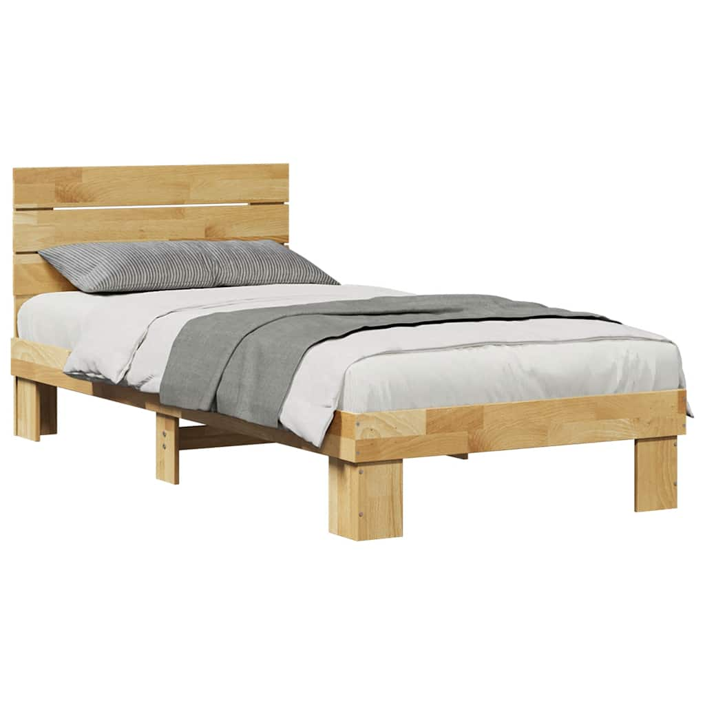 Bedframe hoofdeinde zonder matras 90x200 cm massief hout eiken