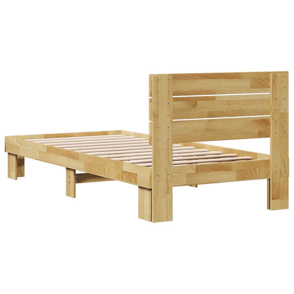 Bedframe hoofdeinde zonder matras 90x200 cm massief hout eiken