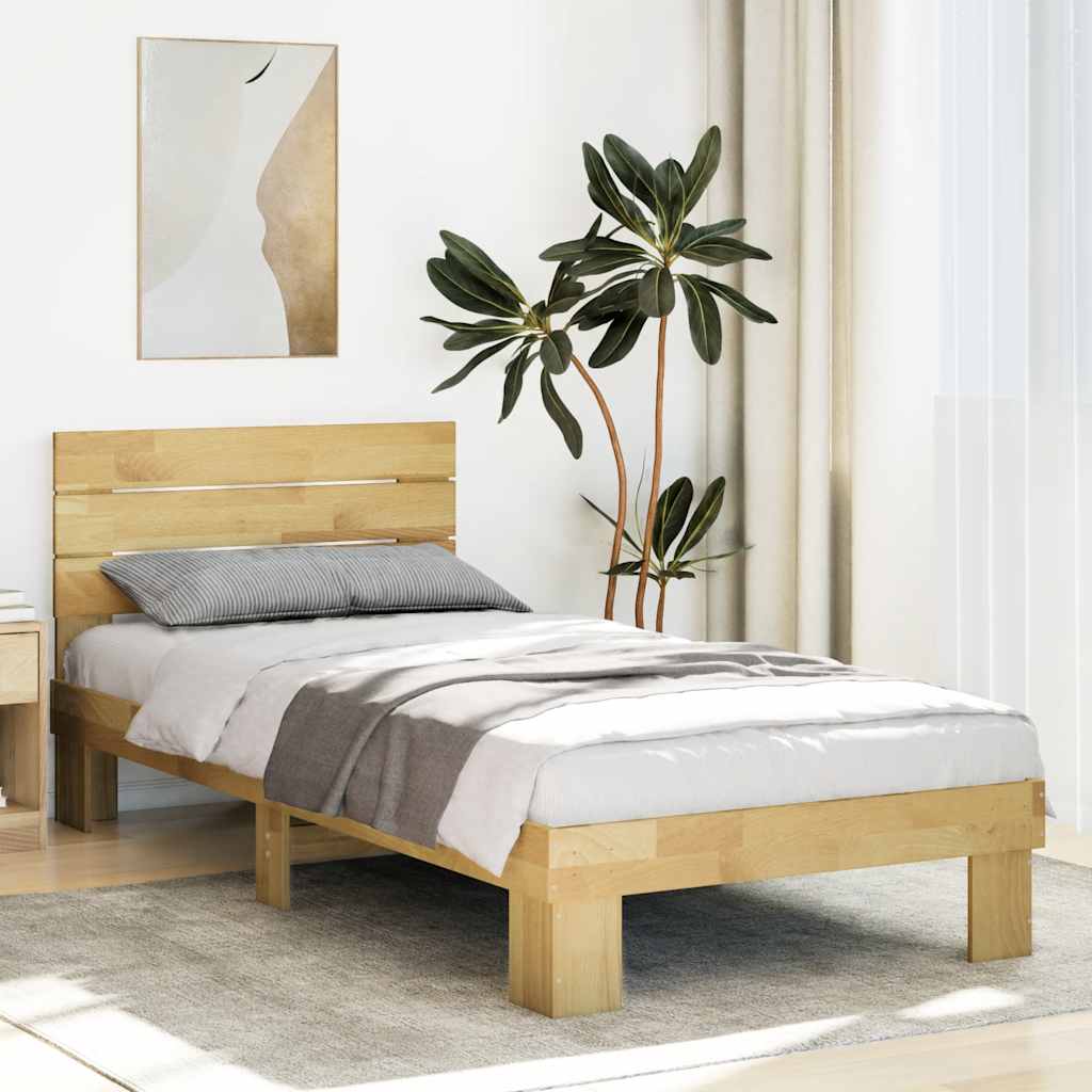 Bedframe hoofdeinde zonder matras 90x200 cm massief hout eiken