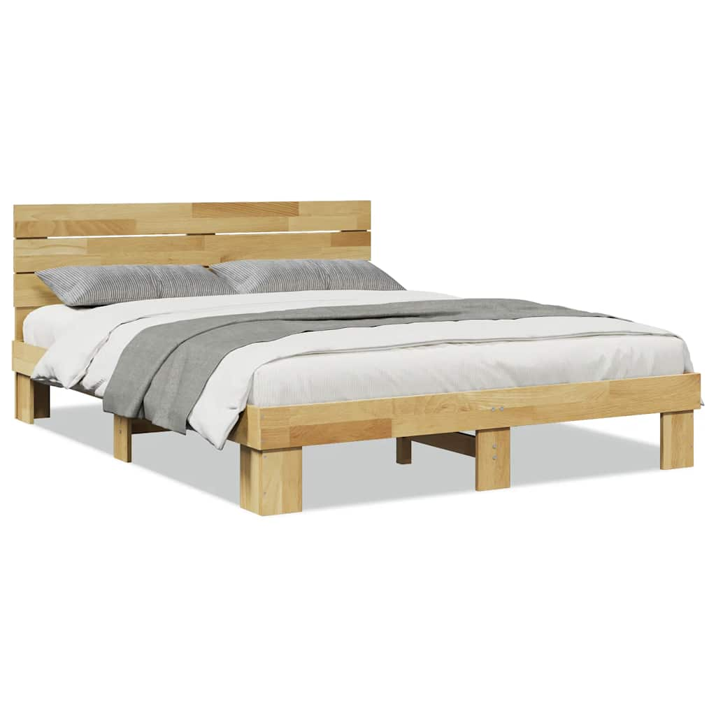 Bedframe hoofdeinde zonder matras 140x200 cm massief hout eiken