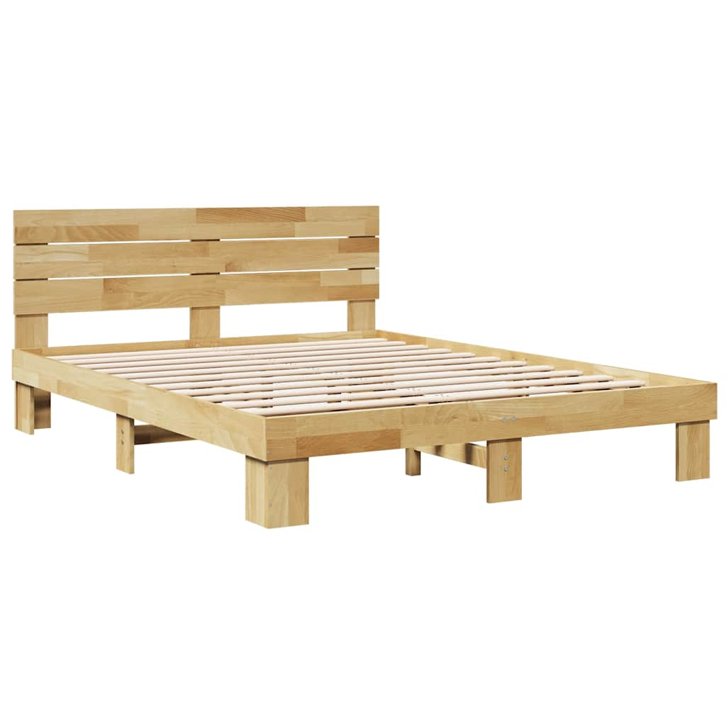 Bedframe hoofdeinde zonder matras 140x200 cm massief hout eiken