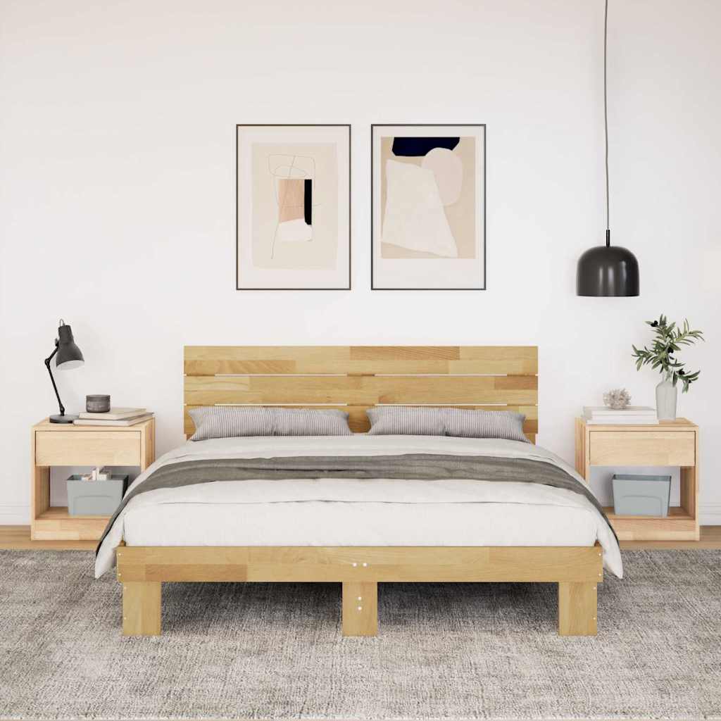 Bedframe hoofdeinde zonder matras 140x200 cm massief hout eiken