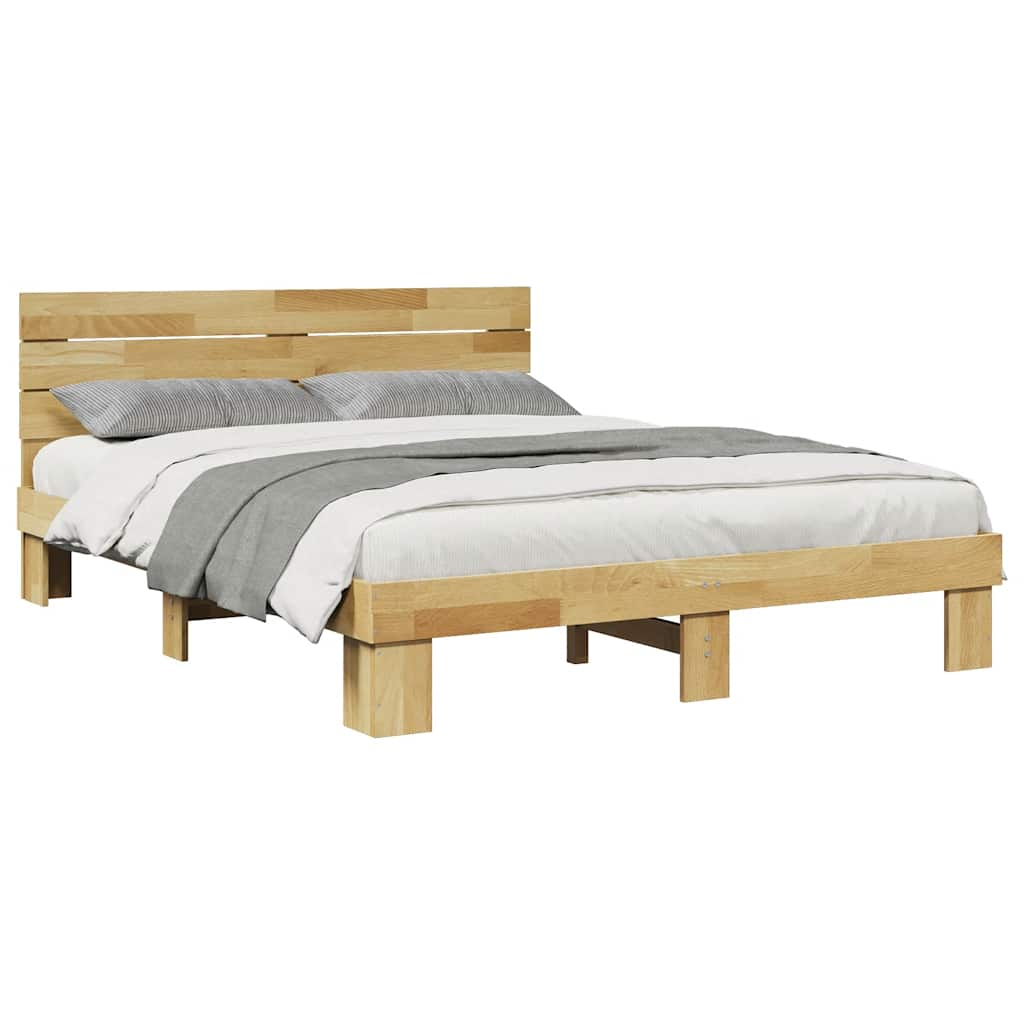 Bedframe hoofdeinde zonder matras 140x200 cm massief hout eiken