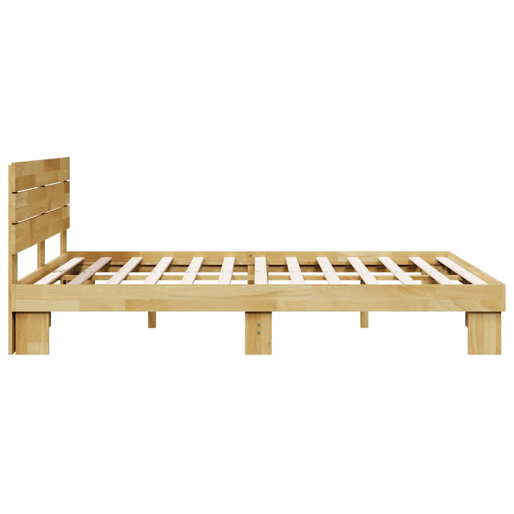 Bedframe hoofdeinde zonder matras 140x200 cm massief hout eiken