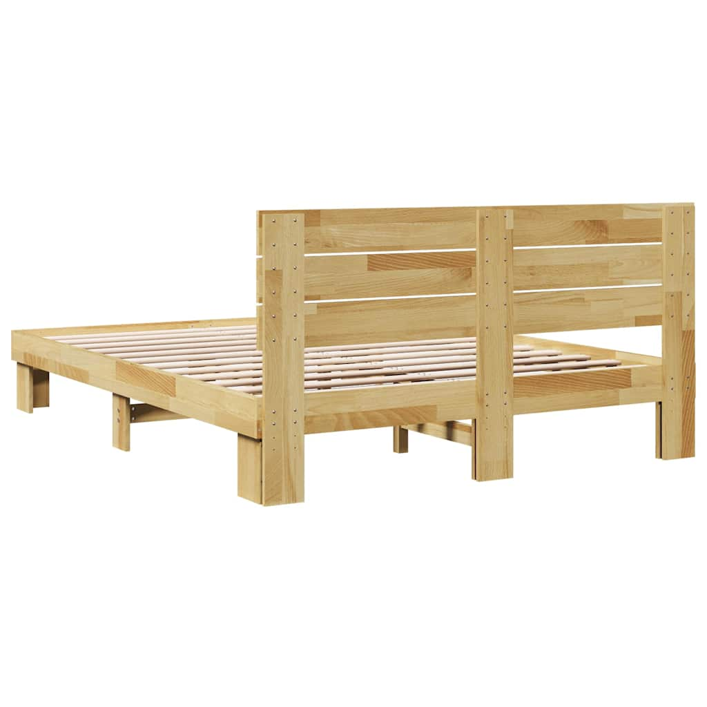 Bedframe hoofdeinde zonder matras 140x200 cm massief hout eiken