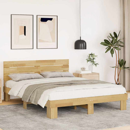 Bedframe hoofdeinde zonder matras 140x200 cm massief hout eiken