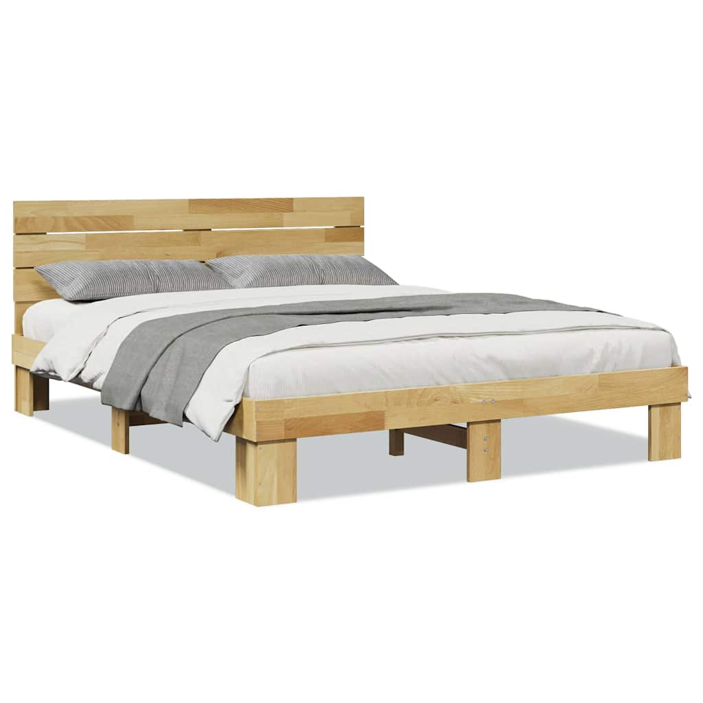 Bedframe hoofdeinde zonder matras 150x200 cm massief hout eiken