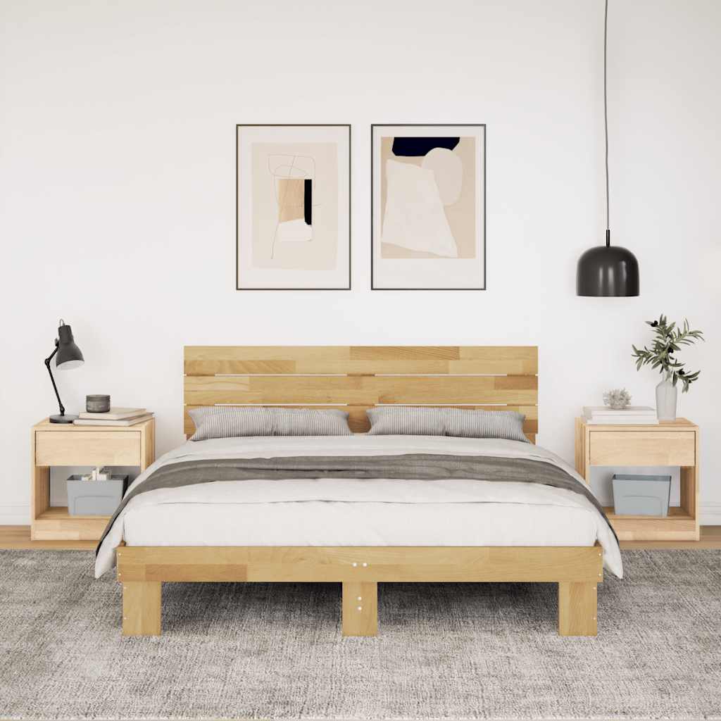 Bedframe hoofdeinde zonder matras 150x200 cm massief hout eiken