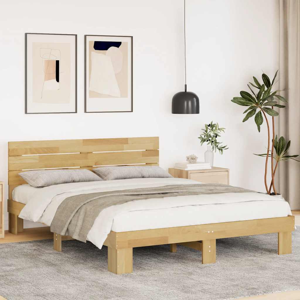 Bedframe hoofdeinde zonder matras 150x200 cm massief hout eiken