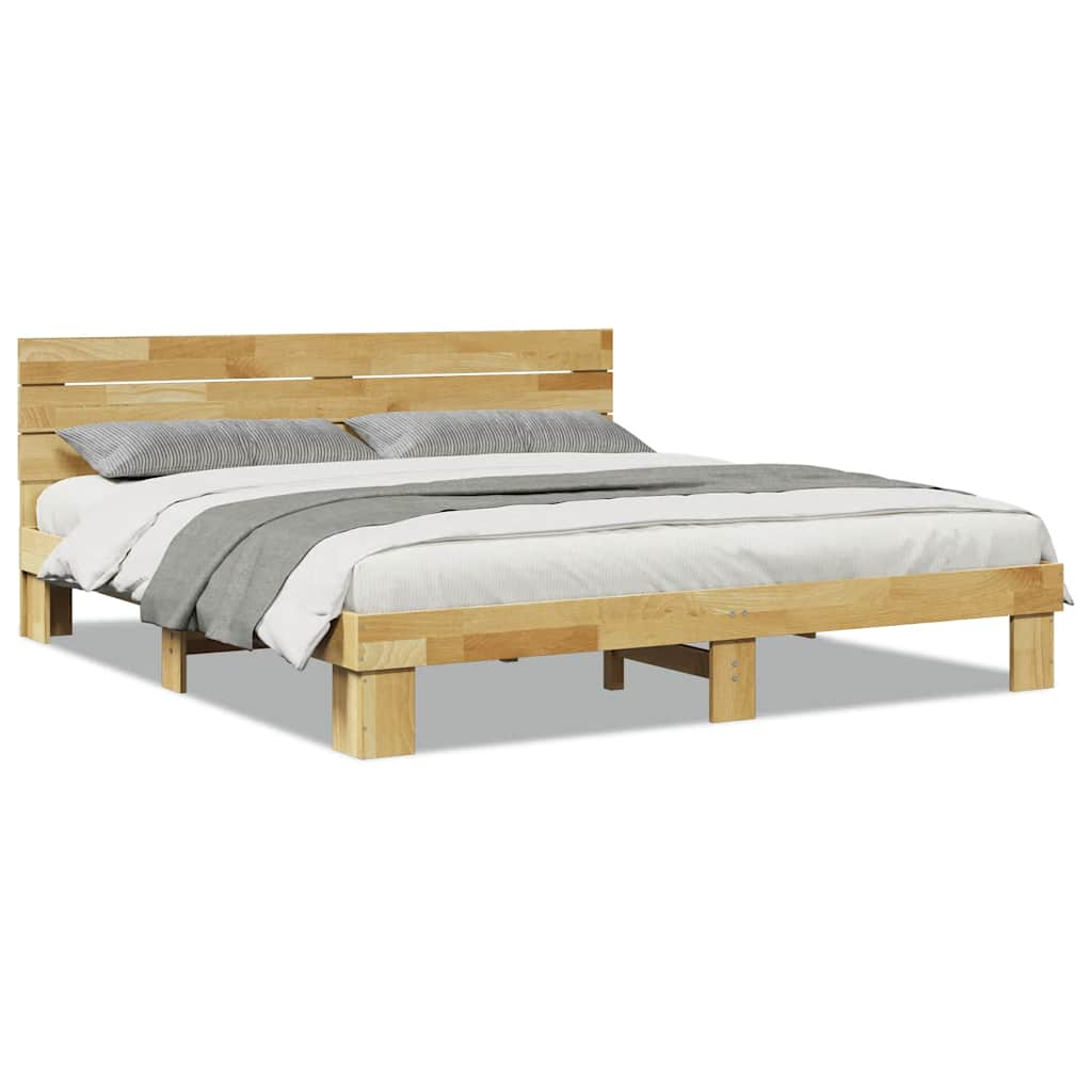 Bedframe hoofdeinde zonder matras 180x200 cm massief hout eiken