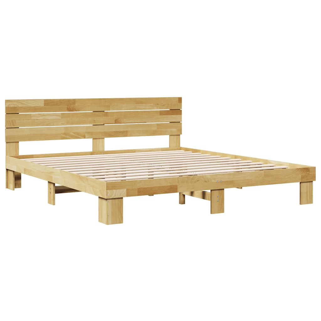 Bedframe hoofdeinde zonder matras 180x200 cm massief hout eiken