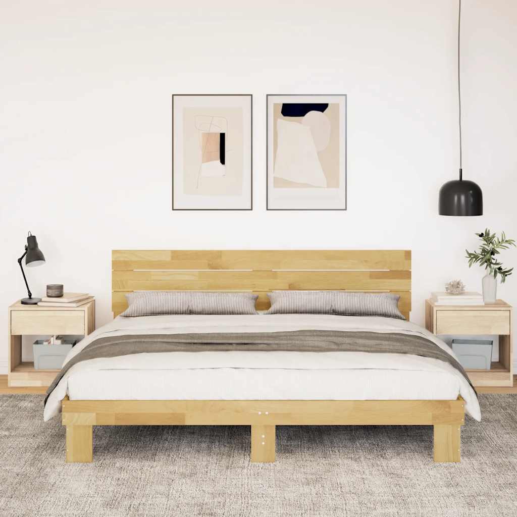 Bedframe hoofdeinde zonder matras 180x200 cm massief hout eiken